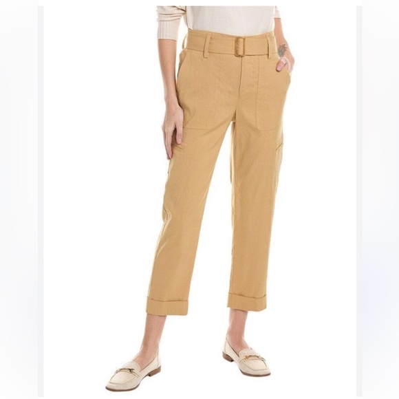 Vince Belted Linen-blend Pant in Natural - Picture 1 of 16
